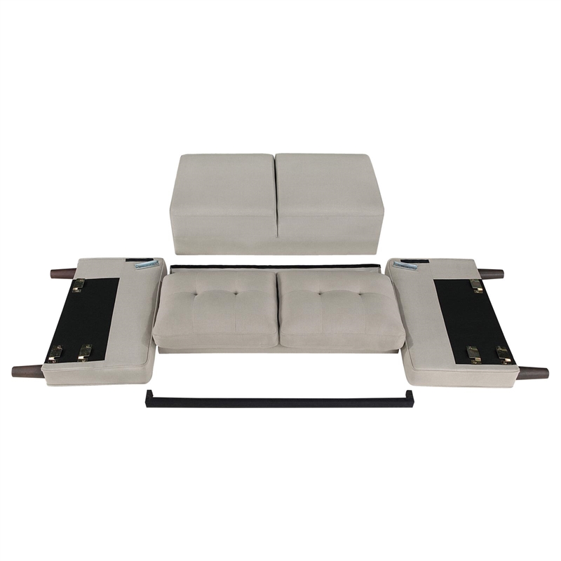 Kingfisher Lane 3-Piece Upholstered Fabric Sofa Set with Track Arms in Beige