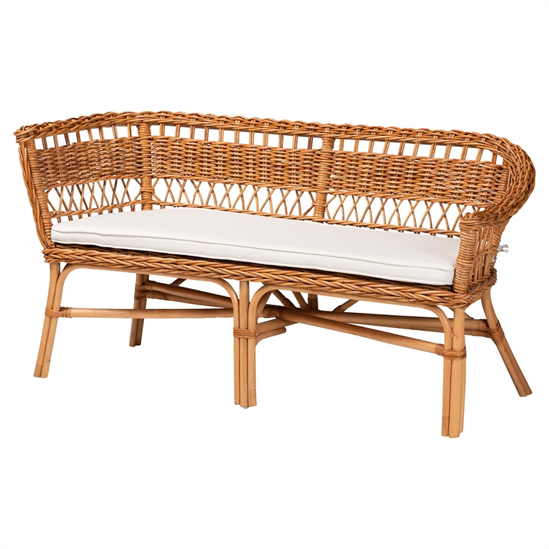 Kingfisher Lane 3-Piece Wood & Rattan Dining Nook Set in Brown