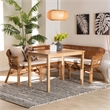 Kingfisher Lane 3-Piece Wood & Rattan Dining Nook Set in Brown