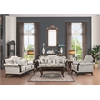 Kingfisher Lane Traditional Style 3PC button tufted Living Room Set in White