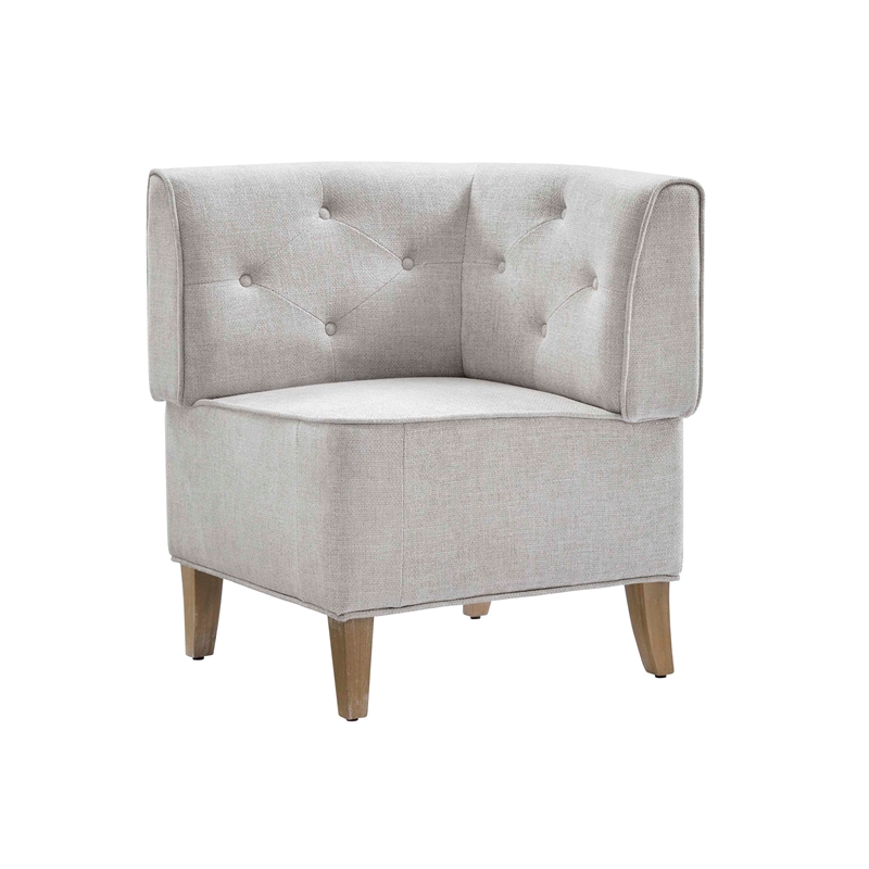 Kingfisher Lane Wood Upholstered Corner Nook Bench in Light Grey