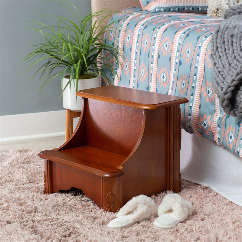 Kingfisher Lane Contemporary Wood Bed Steps with Storage in Brown