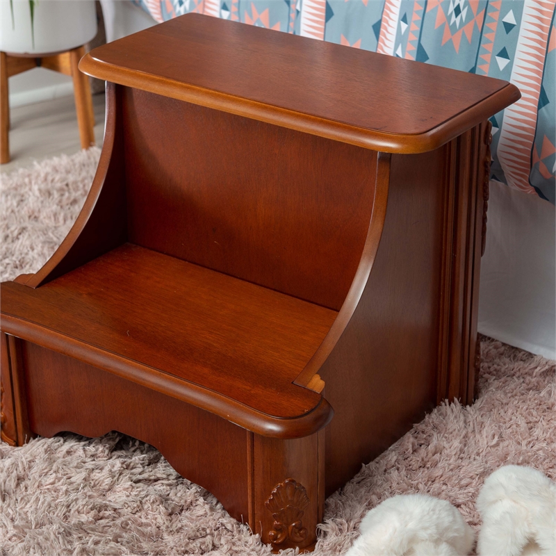 Kingfisher Lane Contemporary Wood Bed Steps with Storage in Brown