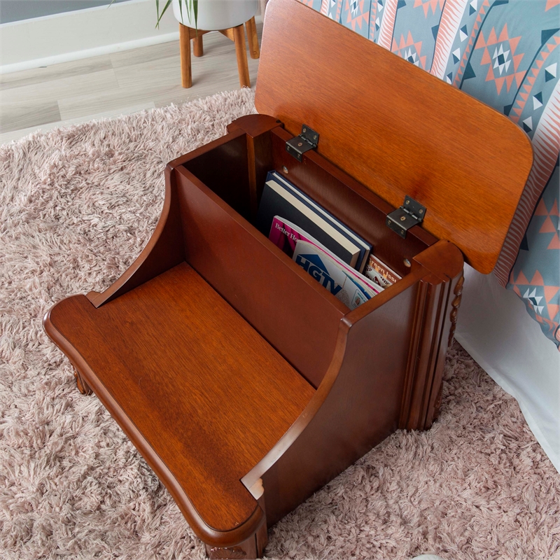 Kingfisher Lane Contemporary Wood Bed Steps with Storage in Brown
