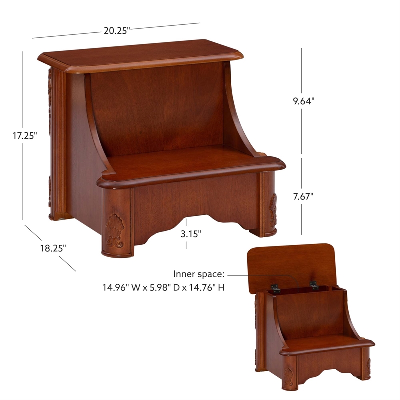 Kingfisher Lane Contemporary Wood Bed Steps with Storage in Brown