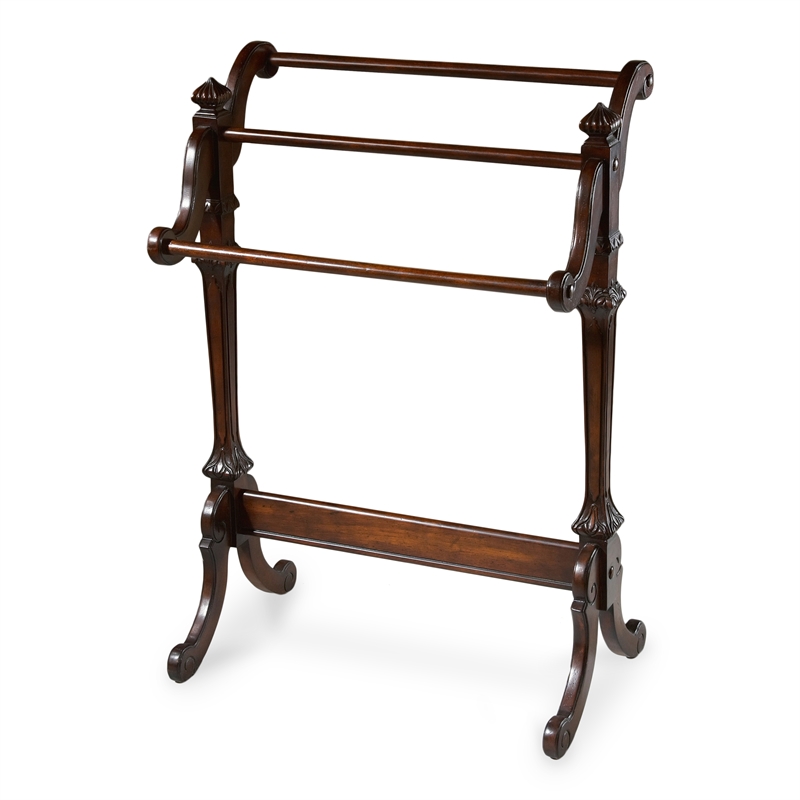 Kingfisher Lane Contemporary Wood Blanket / Quilt Rack - Cherry