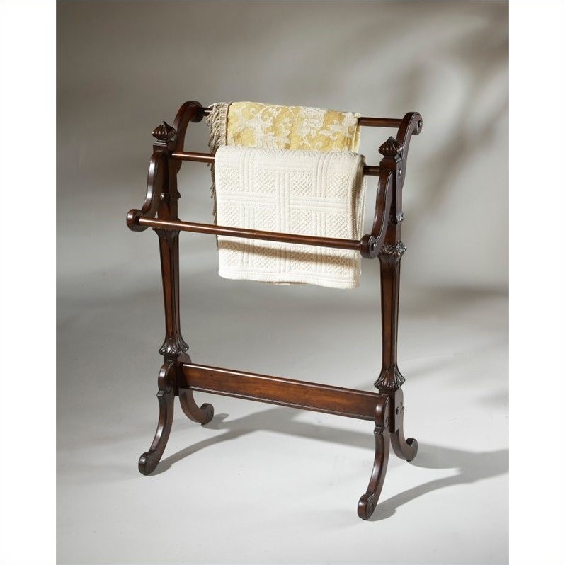 Kingfisher Lane Contemporary Wood Blanket / Quilt Rack - Cherry