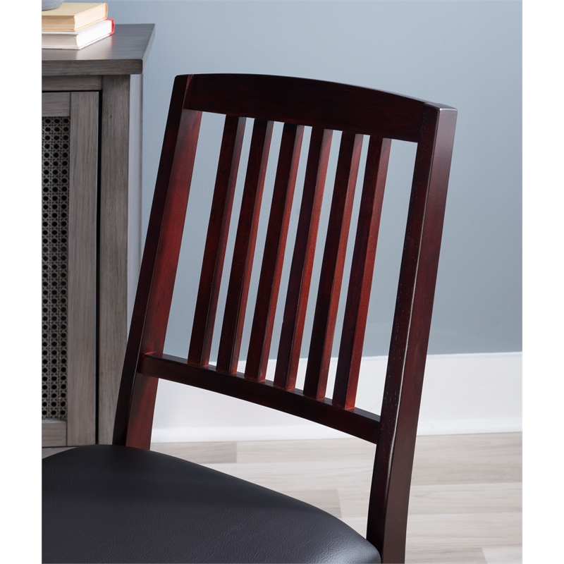 Kingfisher Lane Set of Two Wood Mission Back Dining Chair in Merlot