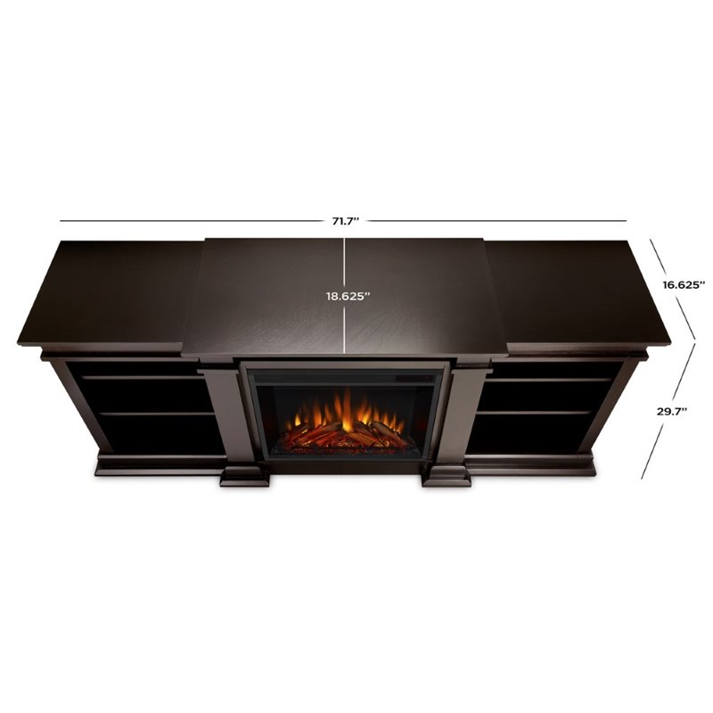 Kingfisher Lane Modern TV Stand Electric Fireplace in Dark Walnut