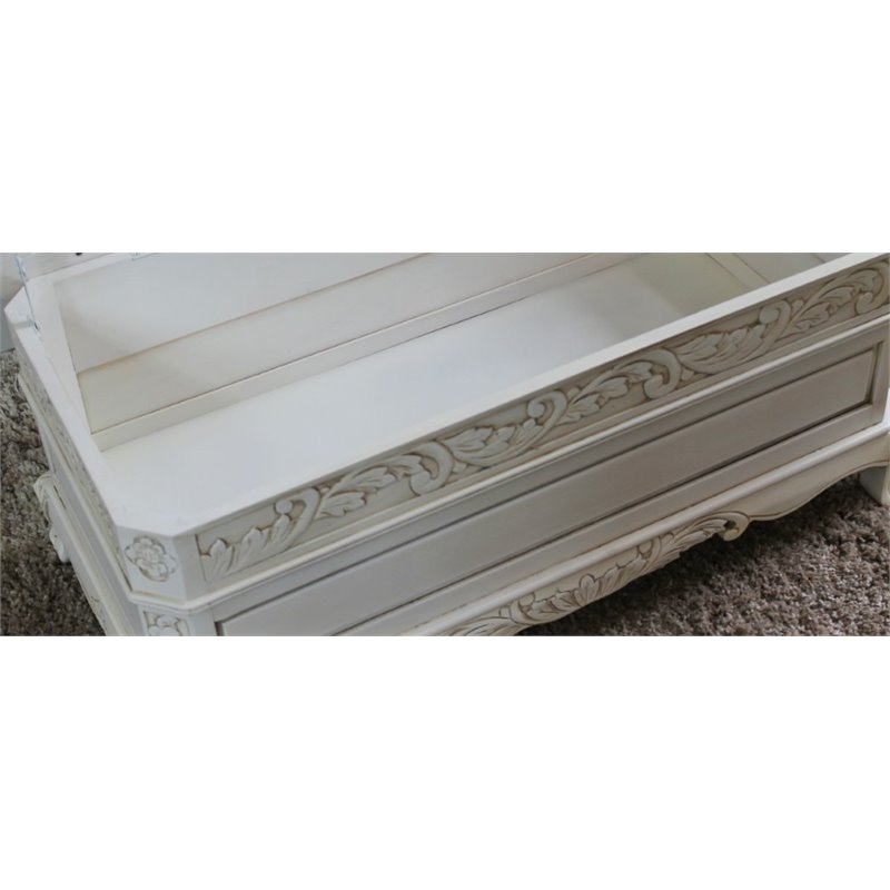 Kingfisher Lane Contemporary Storage Trunk Bench in Antique White