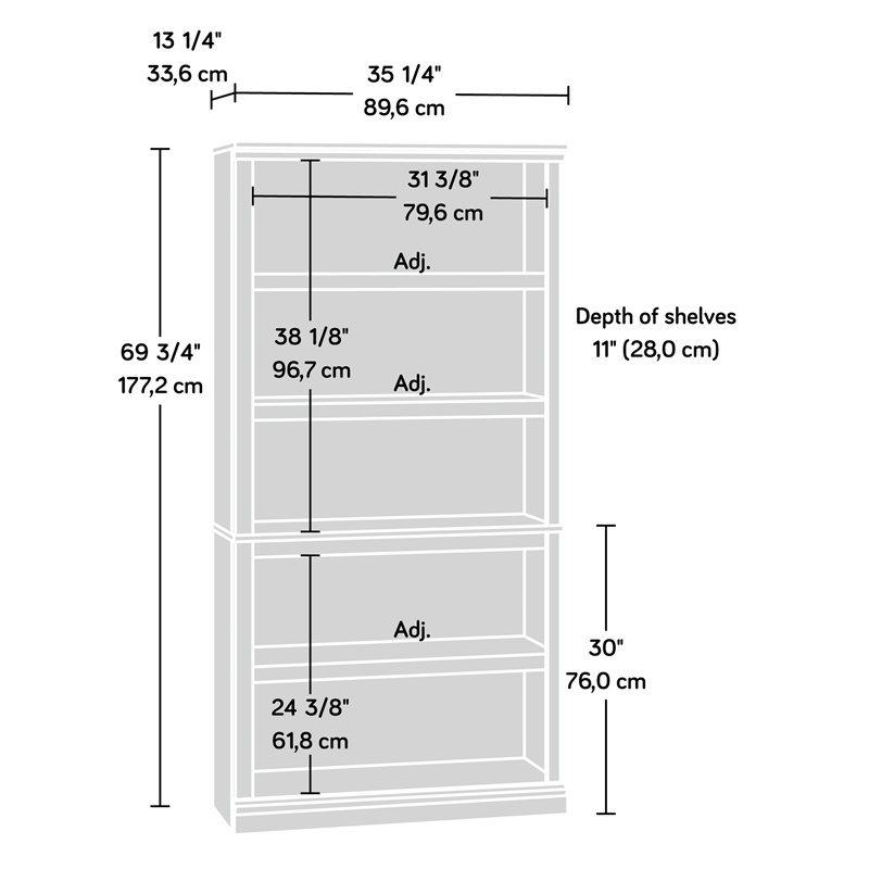 Kingfisher Lane Engineered Wood 5 Shelf Bookcase in Washington Cherry