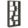 Kingfisher Lane 10-Shelf Transitional Wood Geometric Bookcase in Gray
