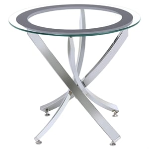 Kingfisher Lane Modern Glass Top End Table with Curved Base in Chrome