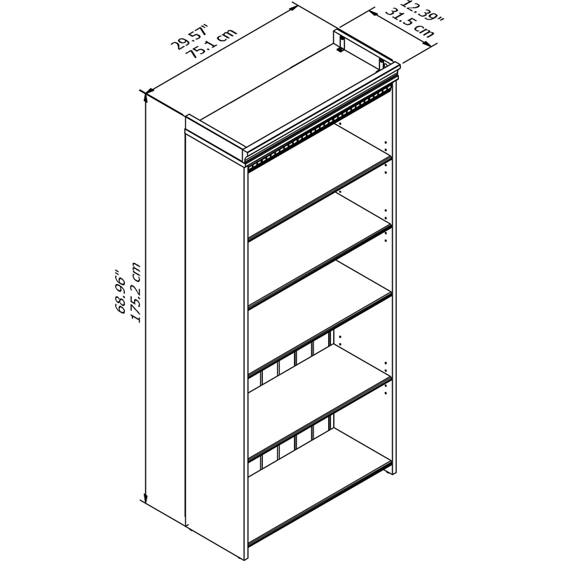 Kingfisher Lane 5 Shelf Bookcase in Antique White - Engineered Wood
