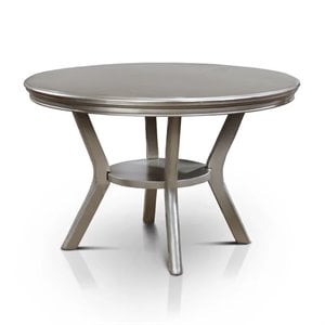 Kingfisher Lane Wood Round 1-Shelf Dining Table in Gold Champagne