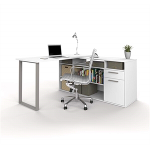 Kingfisher Lane L-Shaped Computer Desk with Storage in White