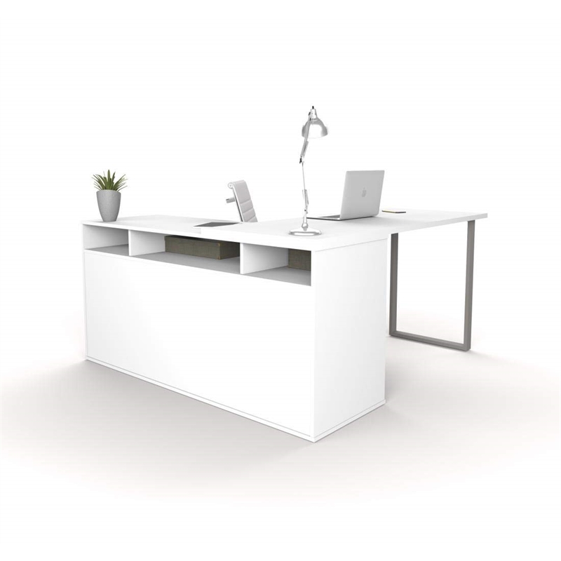Kingfisher Lane L-Shaped Computer Desk with Storage in White