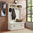 Kingfisher Lane Contemporary Wood Hall Tree in Distressed White