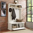 Kingfisher Lane Contemporary Wood Hall Tree in Distressed White
