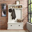 Kingfisher Lane Contemporary Wood Hall Tree in Distressed White