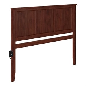 Kingfisher Lane Contemporary Queen Solid Wood Panel Headboard in Walnut