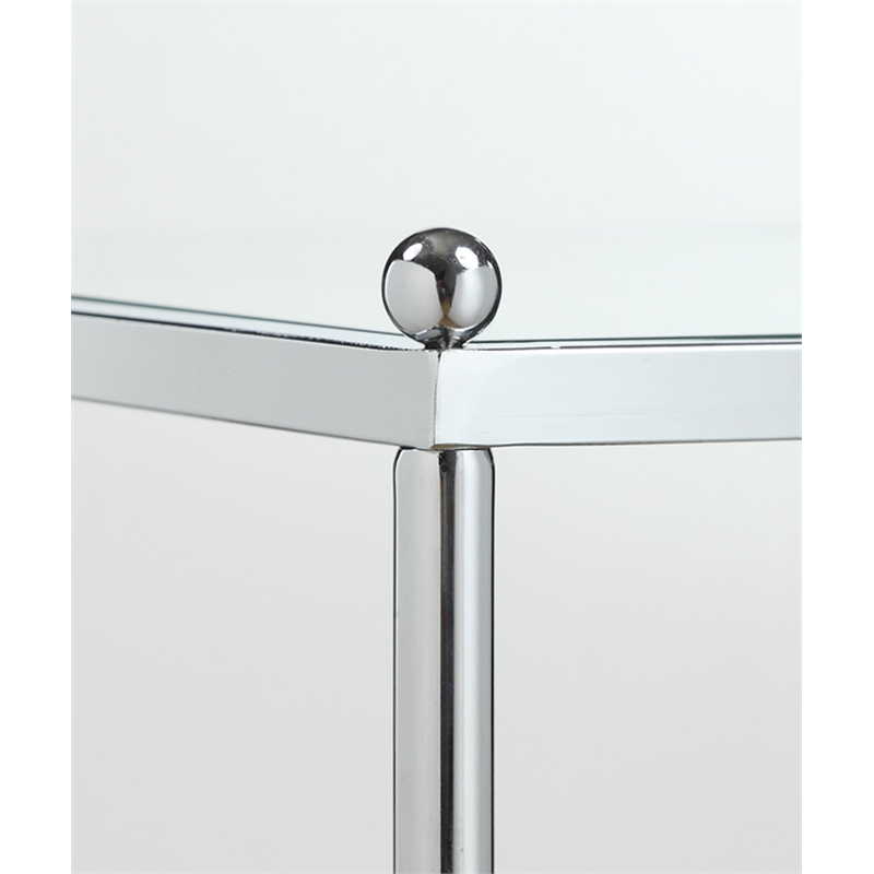 Kingfisher Lane Three-Tier Bookcase in Clear Glass and Chrome