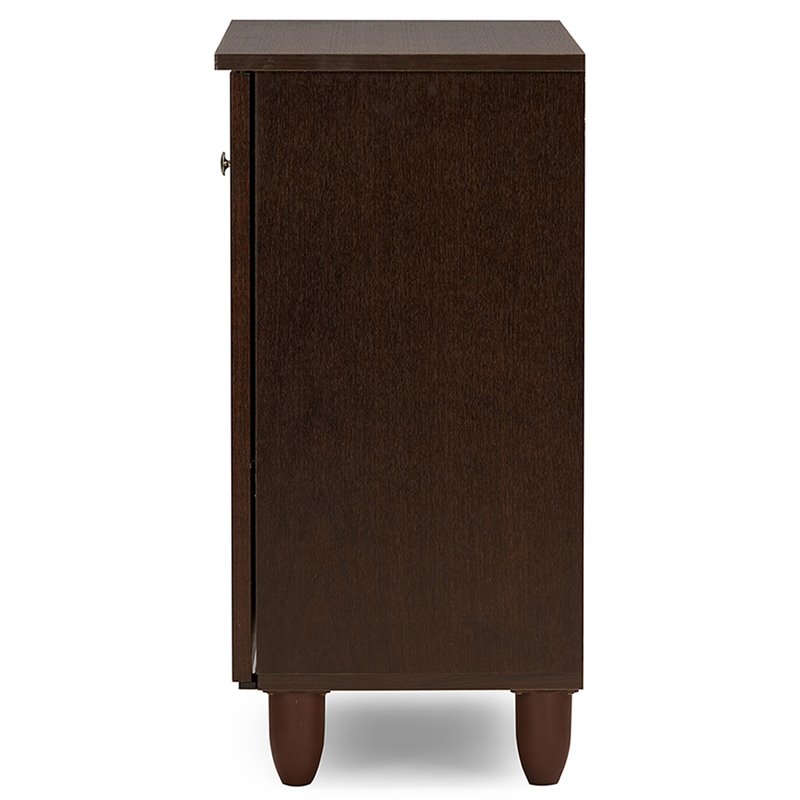 Kingfisher Lane Contemporary 2 Door Shoe Cabinet in Dark Brown