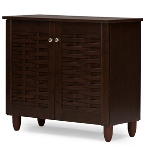 Kingfisher Lane Contemporary 2 Door Shoe Cabinet in Dark Brown