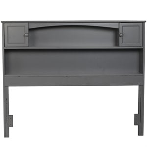Kingfisher Lane Full Wood Bookcase Headboard with Device Charger in Gray