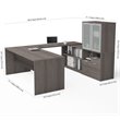 Kingfisher Lane U Shape Computer Desk with Hutch in Bark Gray