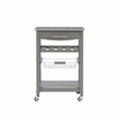 Kingfisher Lane Wood Kitchen Island Granite Top Wine Rack in Gray