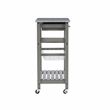 Kingfisher Lane Wood Kitchen Island Granite Top Wine Rack in Gray
