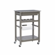 Kingfisher Lane Wood Kitchen Island Granite Top Wine Rack in Gray