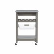 Kingfisher Lane Wood Kitchen Island Granite Top Wine Rack in Gray