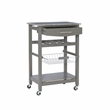 Kingfisher Lane Wood Kitchen Island Granite Top Wine Rack in Gray