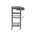 Kingfisher Lane Wood Kitchen Island Granite Top Wine Rack in Gray