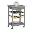 Kingfisher Lane Wood Kitchen Island Granite Top Wine Rack in Gray