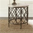 Kingfisher Lane Round Stone Top with Bronze Metal Base End Table