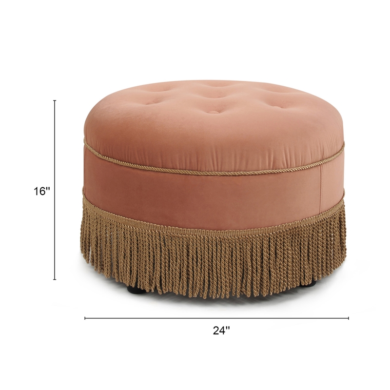 Kingfisher Lane Modern Tufted Decorative Round Ottoman Orange