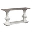 Kingfisher Lane Contemporary Sofa Table with Bottom Shelf in Distressed White