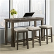 Kingfisher Lane Modern Multipurpose Wood Bar Table Set in Gray