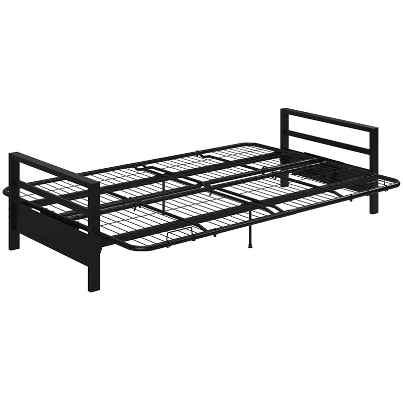 Kingfisher Lane Contemporary Metal Futon Frame in Black Finish
