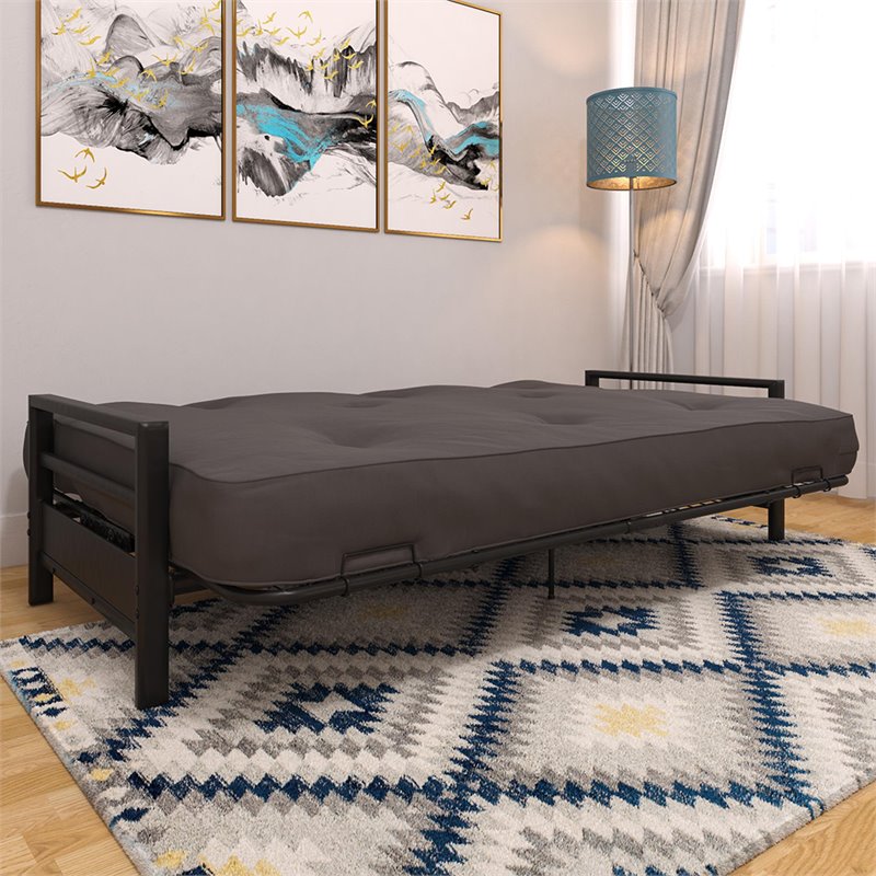 Kingfisher Lane Contemporary Metal Futon Frame in Black Finish