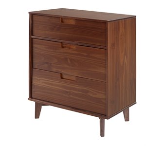 Kingfisher Lane 3 Drawer Mid Century Modern Wood Dresser - Walnut