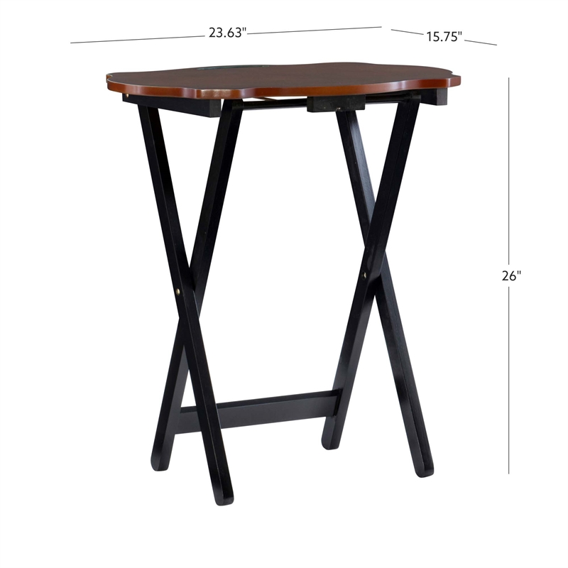 Kingfisher Lane Five Piece Wood Tray Table Set in Hazelnut and Black