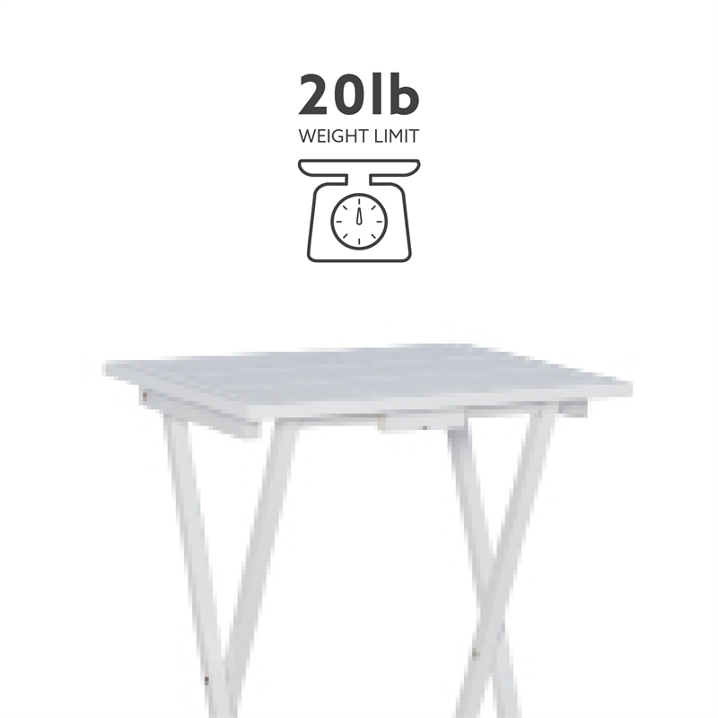 Kingfisher Lane Modern Five Piece Wood Tray Table Set in Whitewash