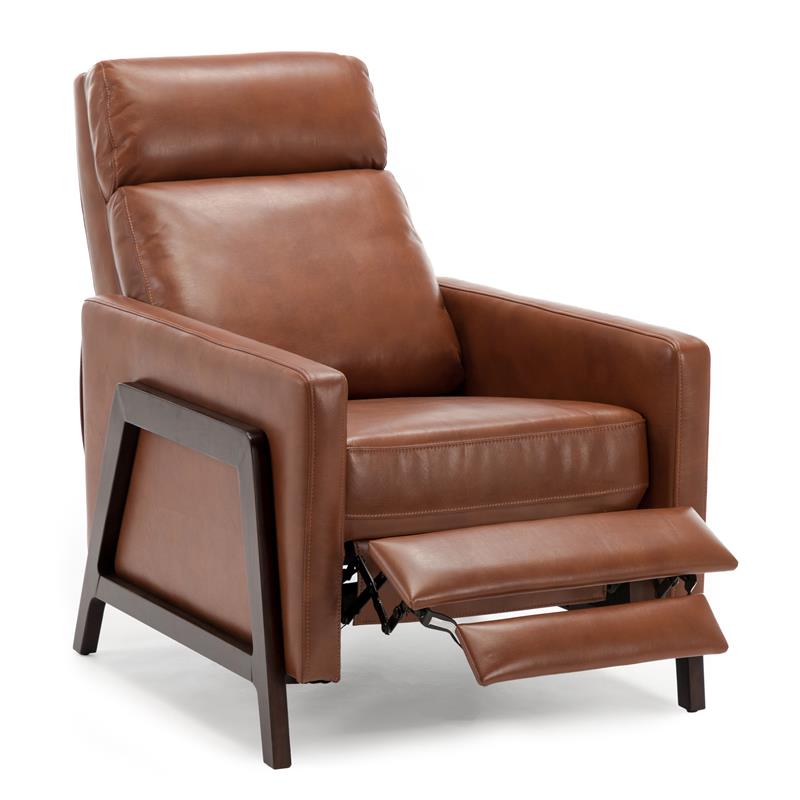 Kingfisher Lane Modern Caramel Push Back Faux Leather Recliner