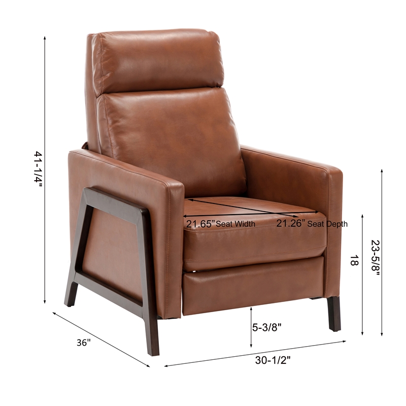 Kingfisher Lane Modern Caramel Push Back Faux Leather Recliner