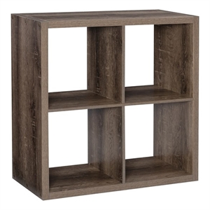 Kingfisher Lane Modern Four Cubby Wood Storage Cabinet in Gray