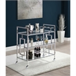 Kingfisher Lane Contemporary Rectangular Shape Serving Bar Cart in Chrome
